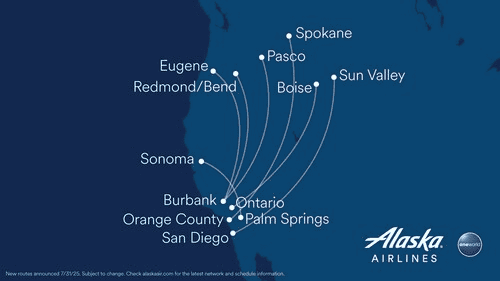 Alaska Airlines announces new routes connecting the Pacific Northwest and California.